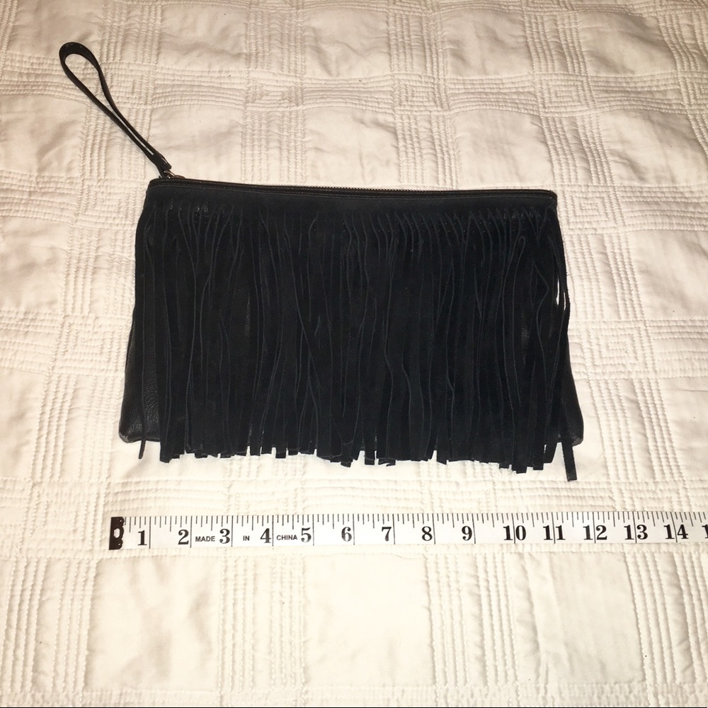 BCBG Fringe wristlet